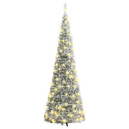 Išskleidžiama dirbtinė Kalėdų eglutė su sniegu, 150cm, 100 LED