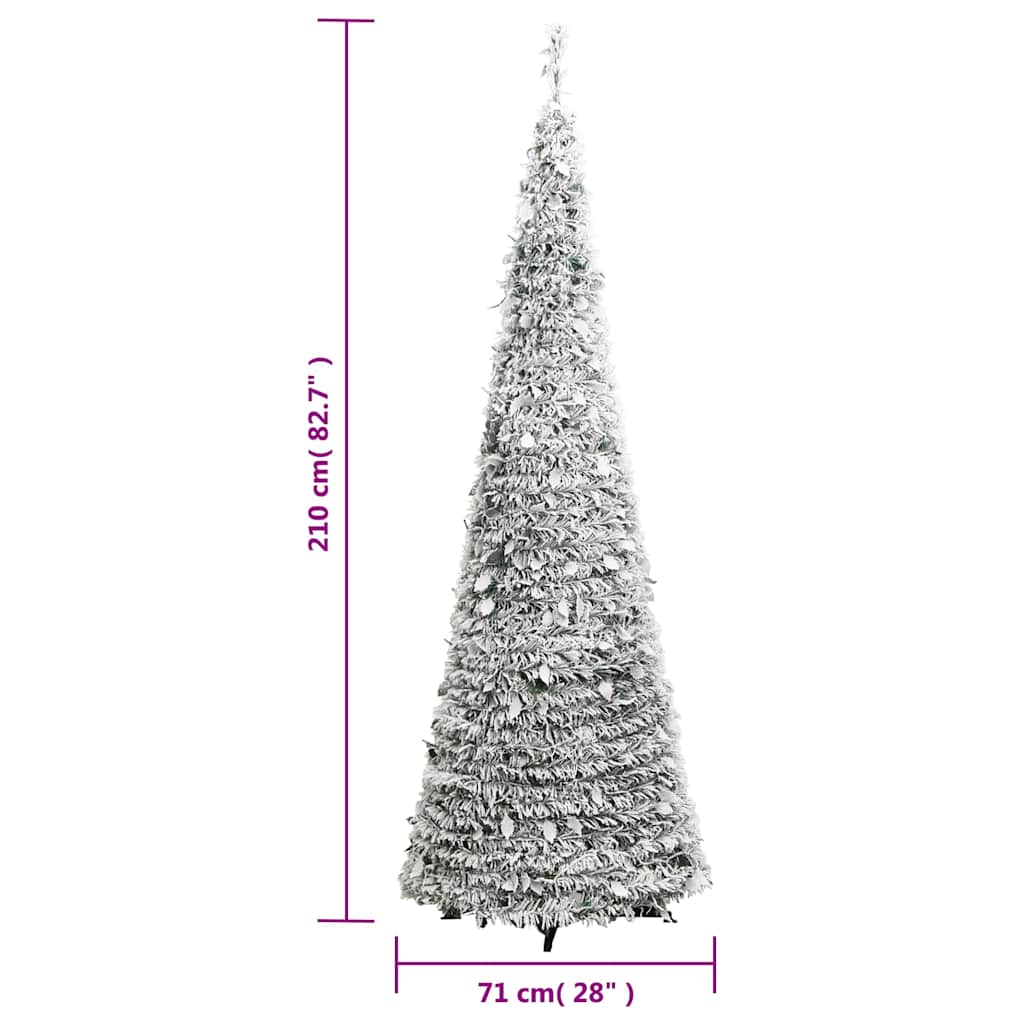 Išskleidžiama dirbtinė Kalėdų eglutė su sniegu, 210cm, 200 LED