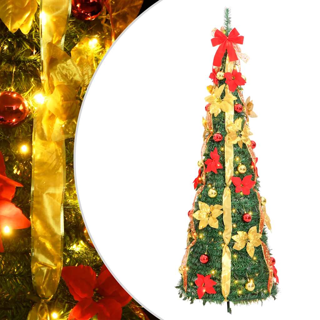 Išskleidžiama dirbtinė Kalėdų eglutė, žalia, 150cm, 100 LED
