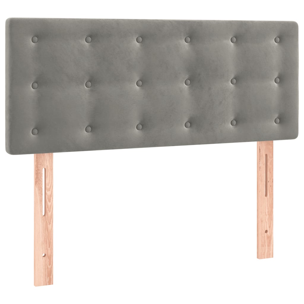 Lova su spyruoklėmis ir čiužiniu, pilka, 100x200 cm, aksomas