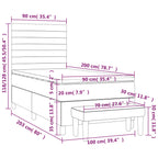 Lova su spyruoklėmis ir čiužiniu, tamsiai pilka, 90x200 cm