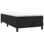Lova su spyruoklėmis ir čiužiniu, juoda, 90x200 cm, aksomas