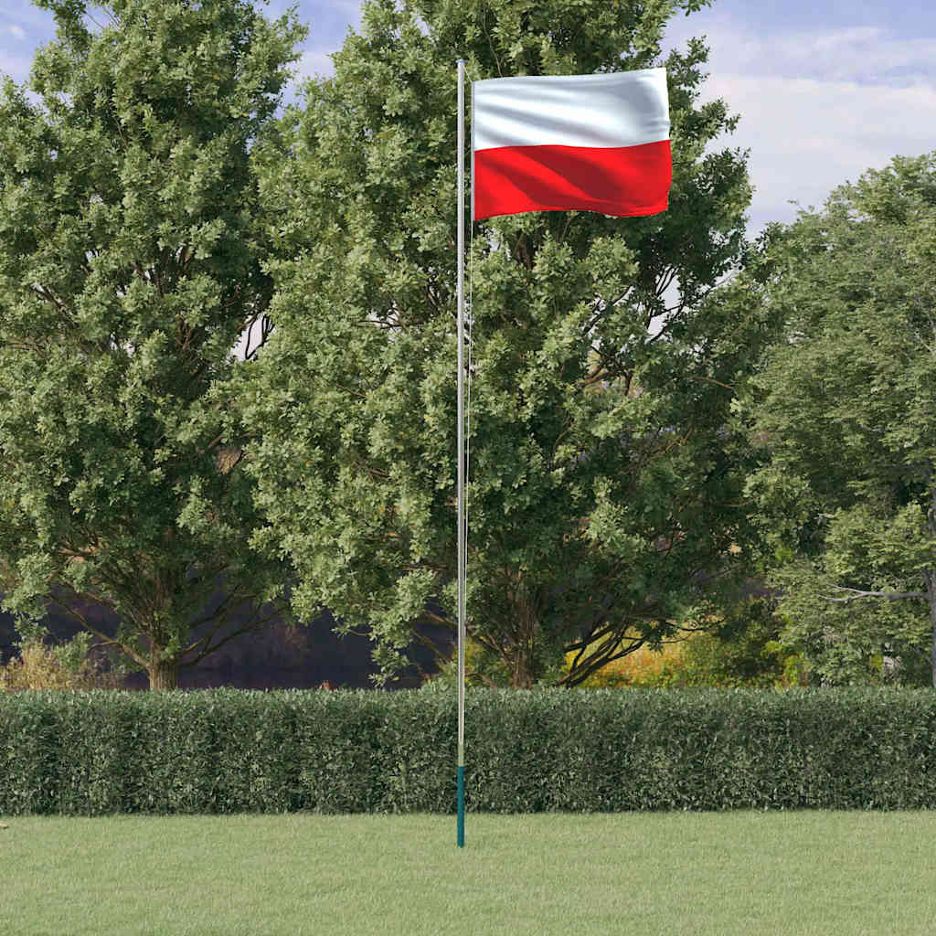 Sekcijinis vėliavos stiebas, sidabrinis, 6,08m, aliuminis