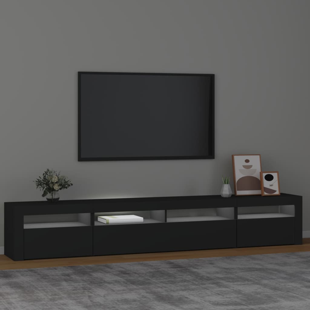 Televizoriaus spintelė su LED apšvietimu, juoda, 240x35x40cm