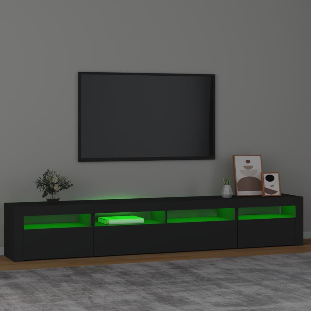 Televizoriaus spintelė su LED apšvietimu, juoda, 240x35x40cm