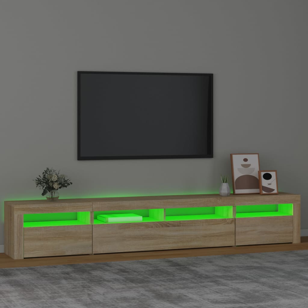 Televizoriaus spintelė su LED apšvietimu, ąžuolo, 240x35x40cm