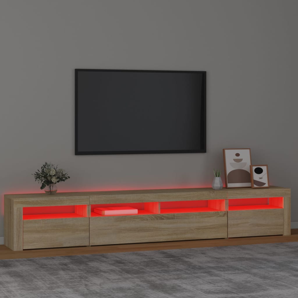 Televizoriaus spintelė su LED apšvietimu, ąžuolo, 240x35x40cm