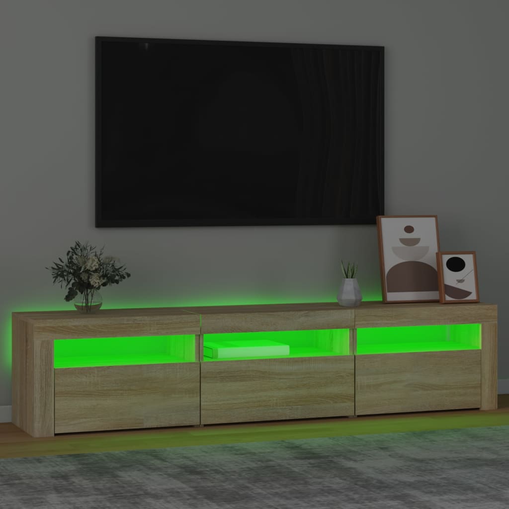 Televizoriaus spintelė su LED apšvietimu, ąžuolo, 180x35x40cm