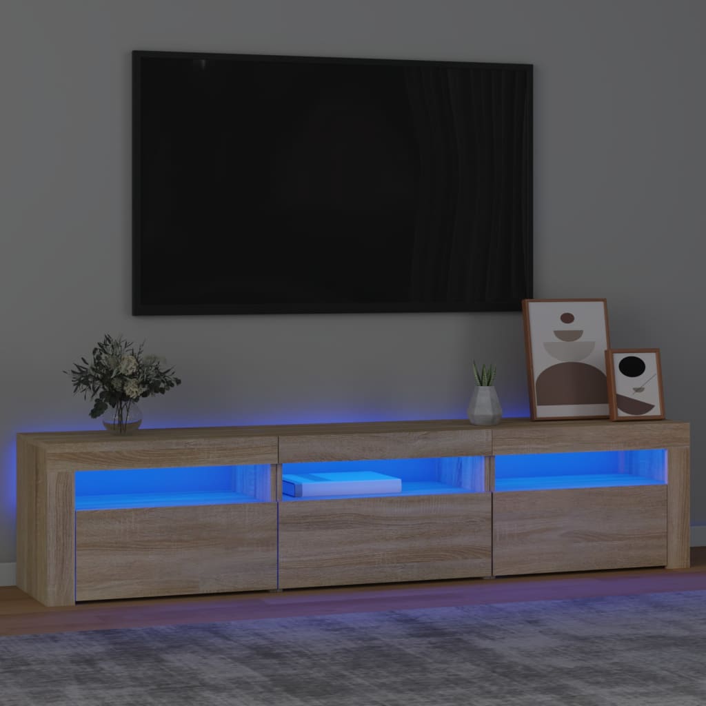 Televizoriaus spintelė su LED apšvietimu, ąžuolo, 180x35x40cm