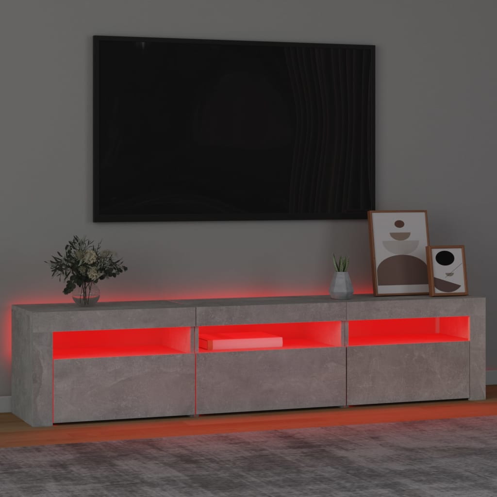 TV spintelė su LED apšvietimu, betono pilka, 180x35x40cm