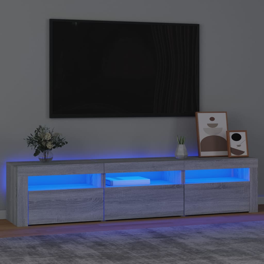 Televizoriaus spintelė su LED, pilka ąžuolo, 180x35x40cm