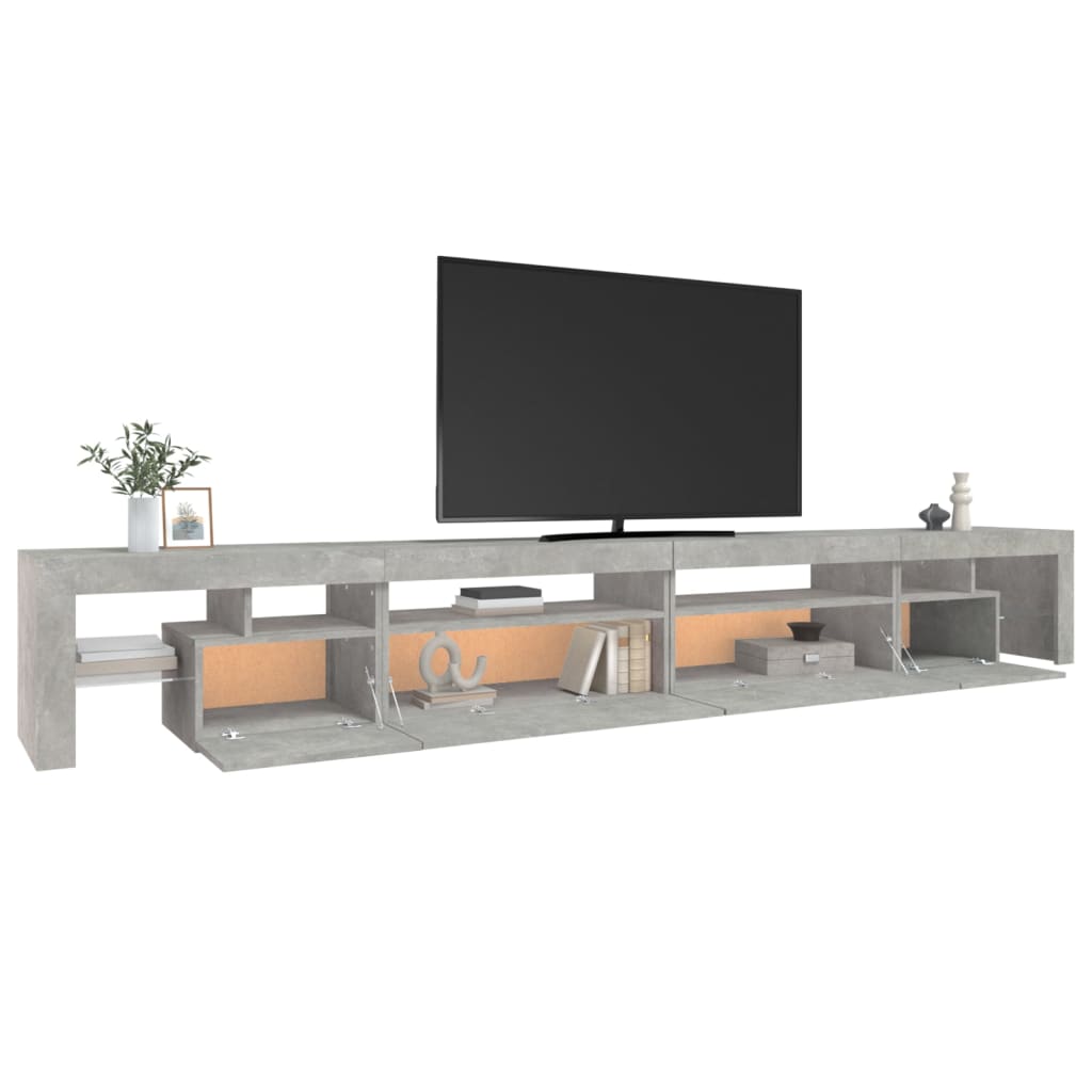 TV spintelė su LED apšvietimu, betono pilka, 290x36,5x40cm
