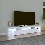 Televizoriaus spintelė su LED apšvietimu, balta, 200x36,5x40cm