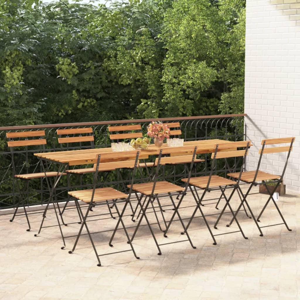 Sulankstomos bistro kėdės, 2vnt., tikmedžio masyvas ir plienas