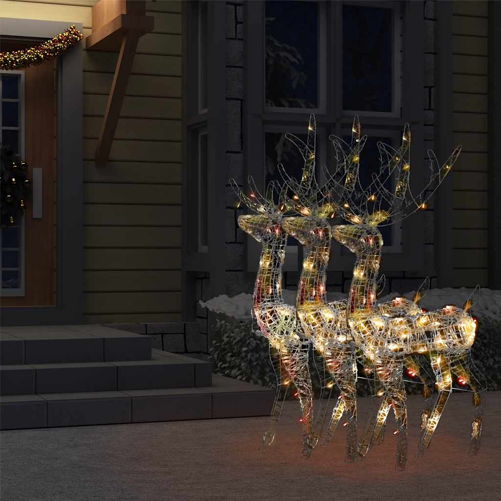 vidaXL Kalėdinės dekoracijos elniai, 3vnt., spalvoti, 120cm, akrilas