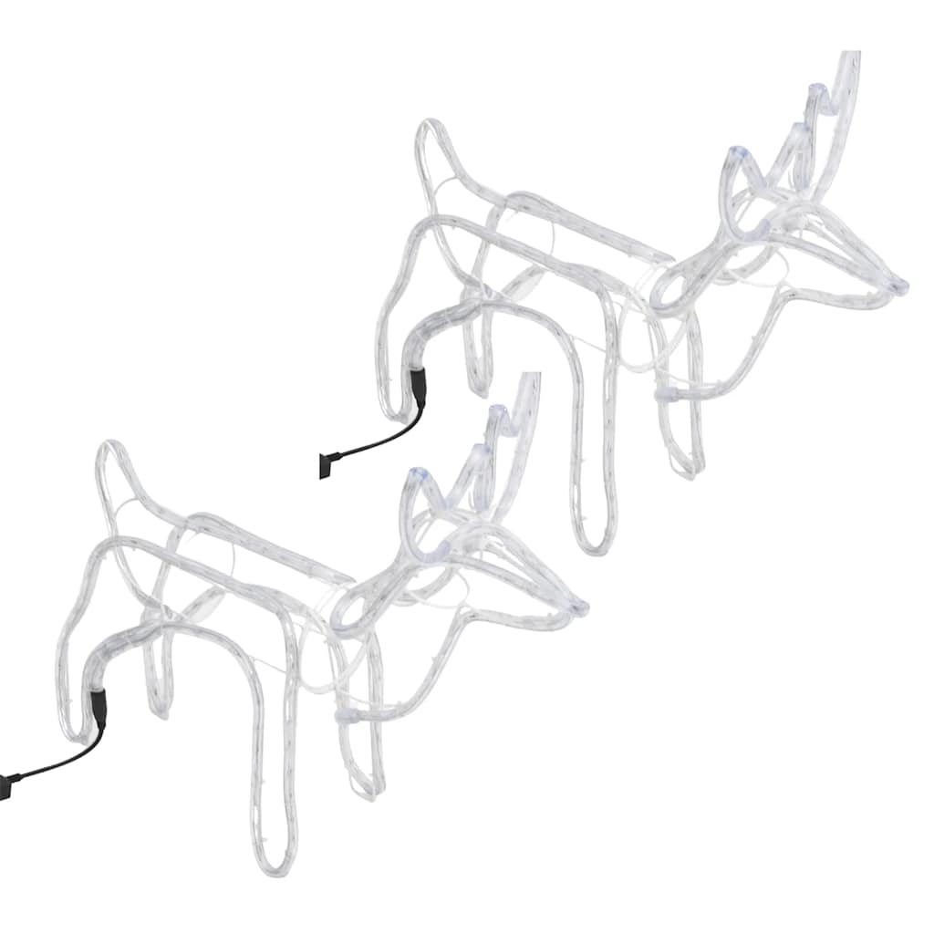vidaXL Kalėdinės dekoracijos elniai, 2vnt., šilti balti, 60x30x60cm