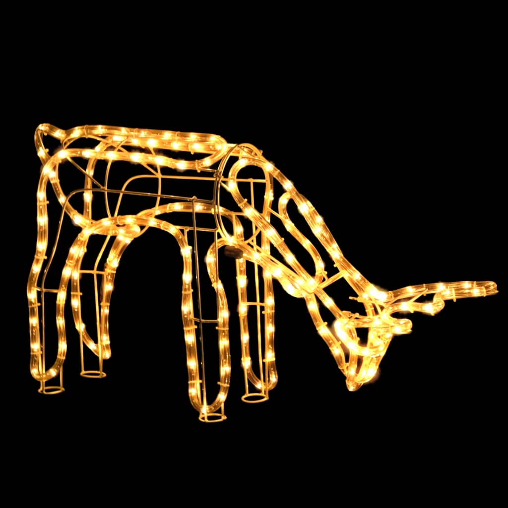 vidaXL Kalėdinės dekoracijos elniai, 3vnt., šilti balti, 73x31x45cm