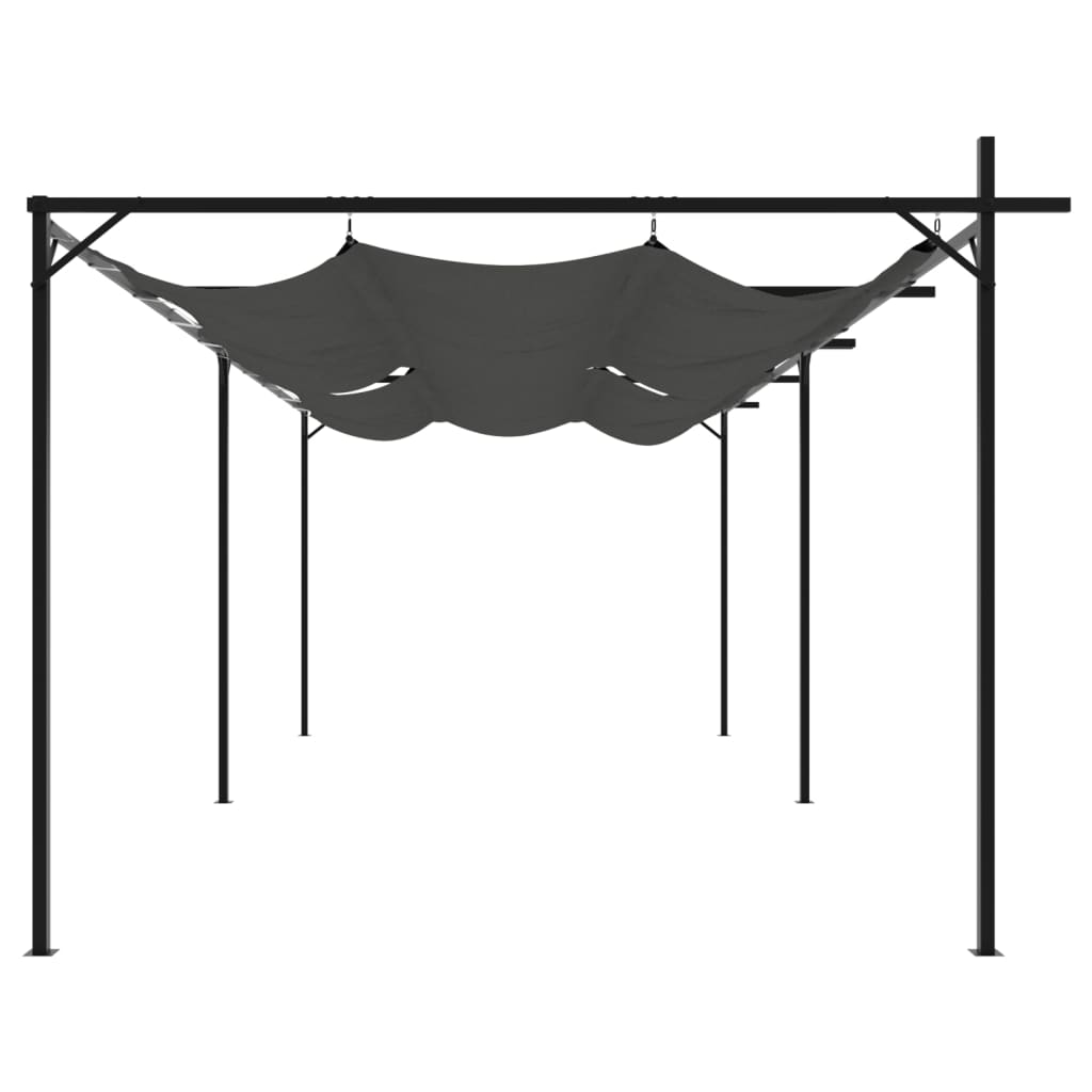 Pavėsinė su žaliuzių stogu, taupe, 3x4m, audinys/aliuminis