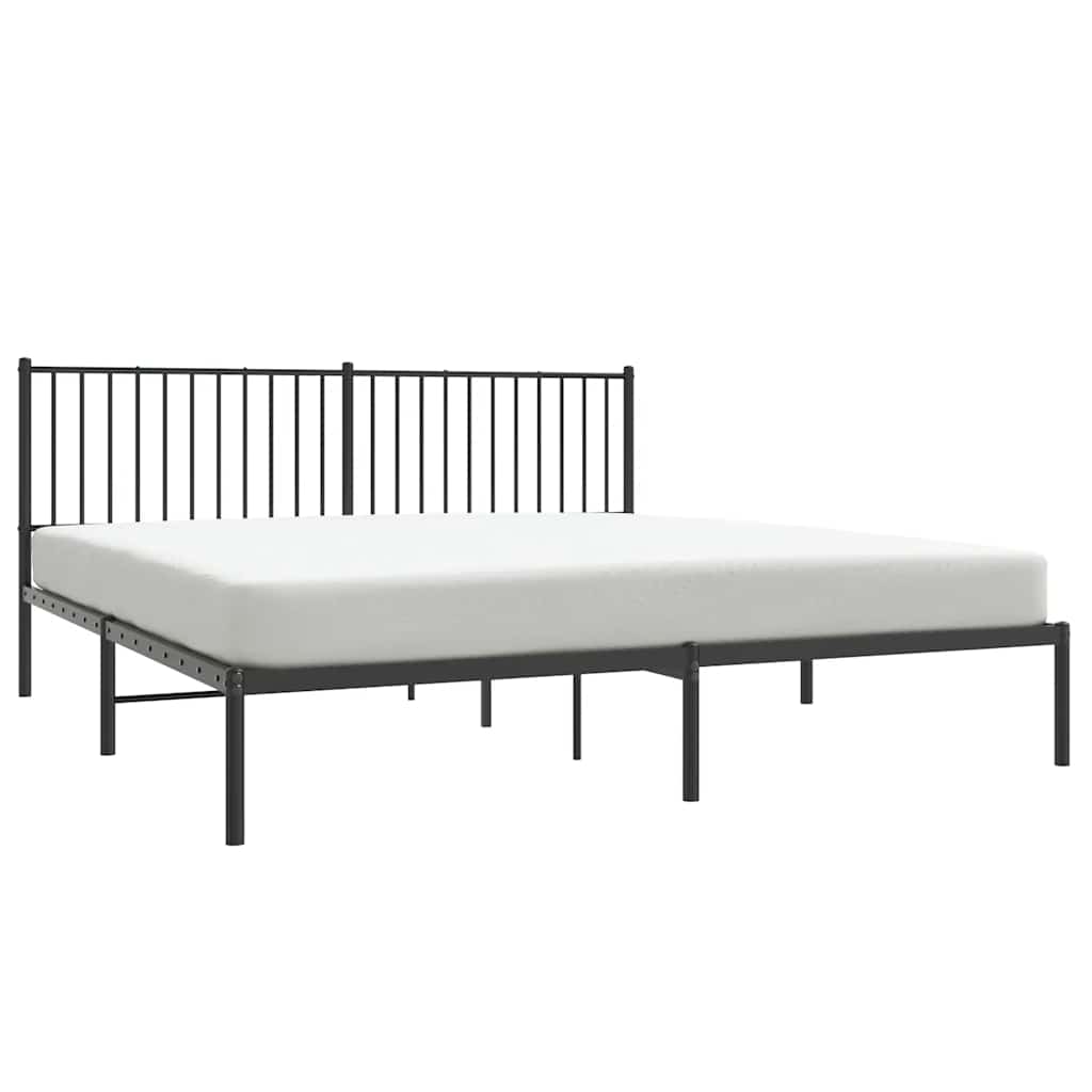 Metalinis lovos rėmas su galvūgaliu, juodos spalvos, 183x213cm