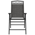 Sulankstomos sodo kėdės, 2vnt., pilkos, plienas ir tekstilenas