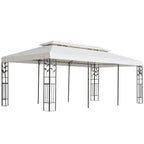 Sodo pavėsinė su šonine užuolaida, kreminės spalvos, 4x3x2,25m