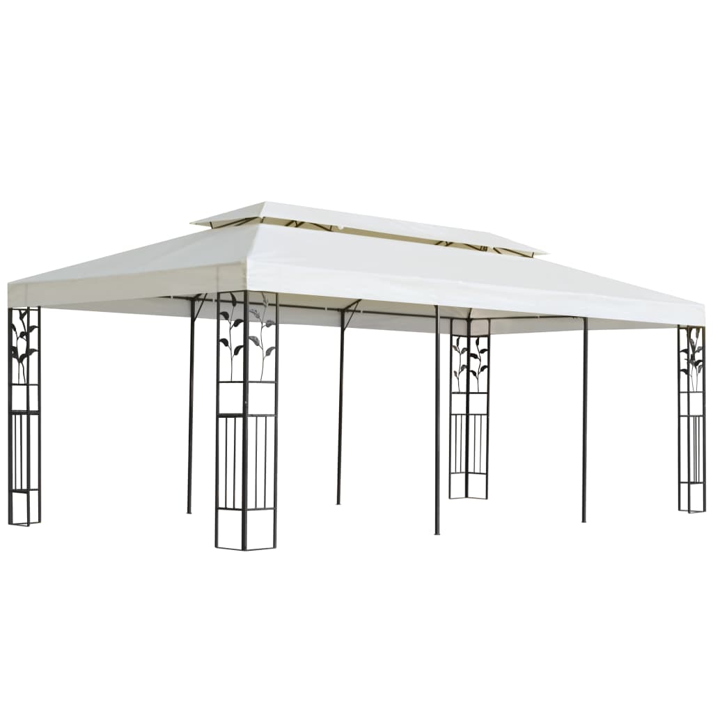 Sodo pavėsinė su šonine užuolaida, kreminės spalvos, 4x3x2,25m