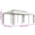 Sodo pavėsinė su šonine užuolaida, kreminės spalvos, 4x3x2,25m