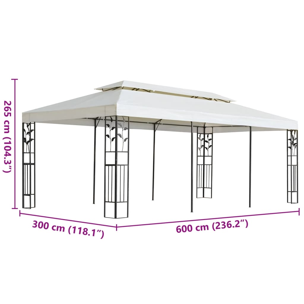 Sodo pavėsinė su šonine užuolaida, kreminės spalvos, 4x3x2,25m