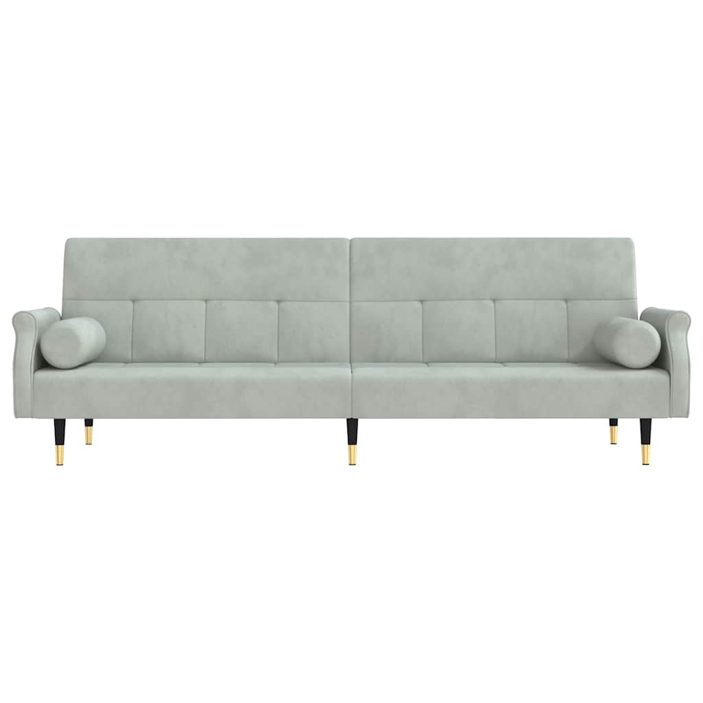 Sofa-lova su pagalvėlėmis, šviesiai pilkos spalvos, aksomas