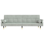 Sofa-lova su pagalvėlėmis, šviesiai pilkos spalvos, aksomas
