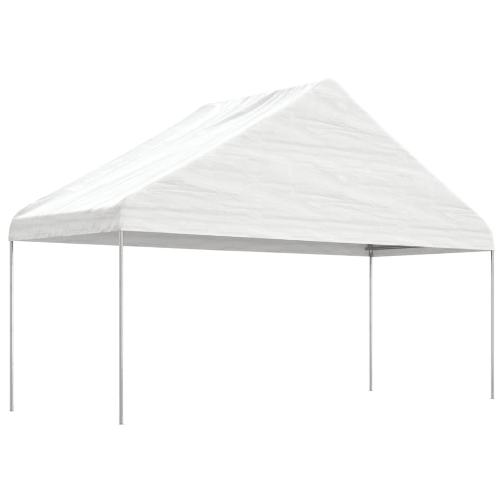 Pavėsinė su stogu, balta, 5,88x2,23x3,75m, polietilenas