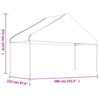 Pavėsinė su stogu, balta, 5,88x2,23x3,75m, polietilenas