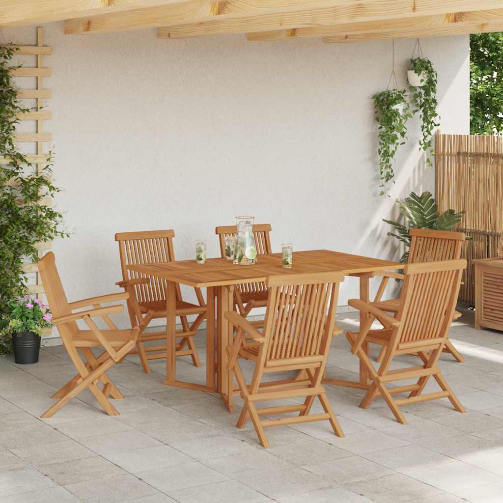 Sodo valgomojo komplektas 7 pcs Ruda Kieto teka medžio