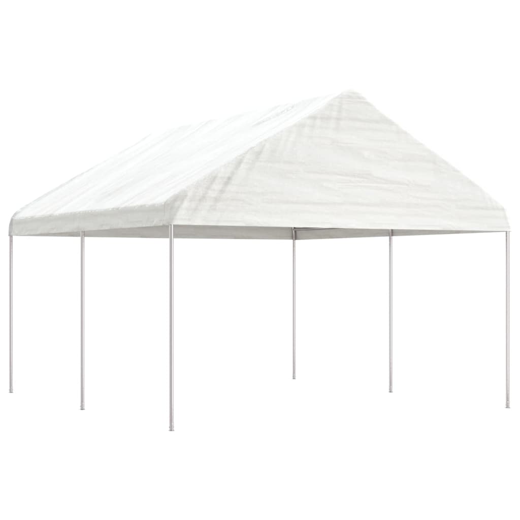 Pavėsinė su stogu, balta, 4,08x2,23x3,22m, polietilenas