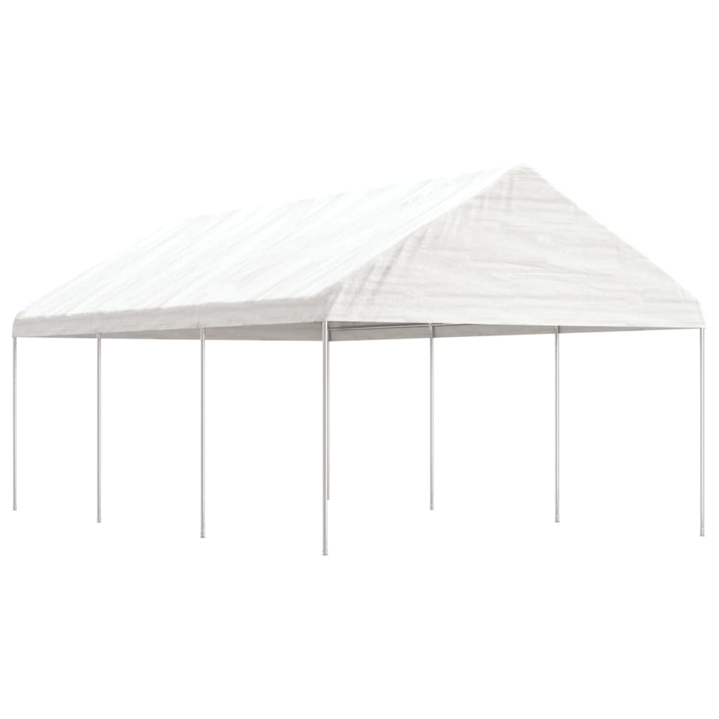 Pavėsinė su stogu, balta, 4,08x2,23x3,22m, polietilenas