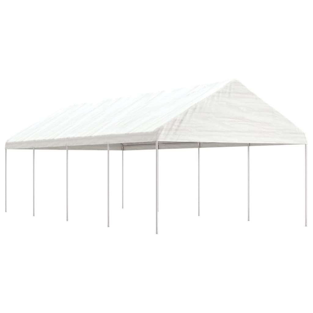 Pavėsinė su stogu, balta, 4,08x2,23x3,22m, polietilenas