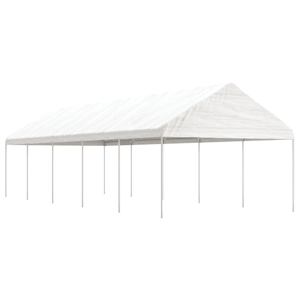 Pavėsinė su stogu, balta, 4,08x2,23x3,22m, polietilenas