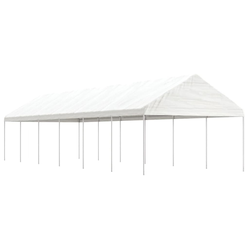 Pavėsinė su stogu, balta, 4,08x2,23x3,22m, polietilenas