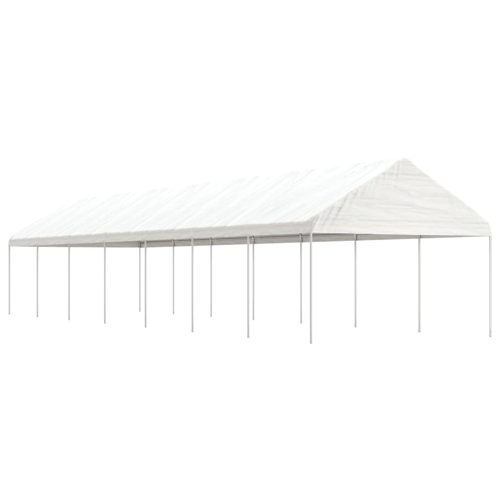 Pavėsinė su stogu, balta, 4,08x2,23x3,22m, polietilenas