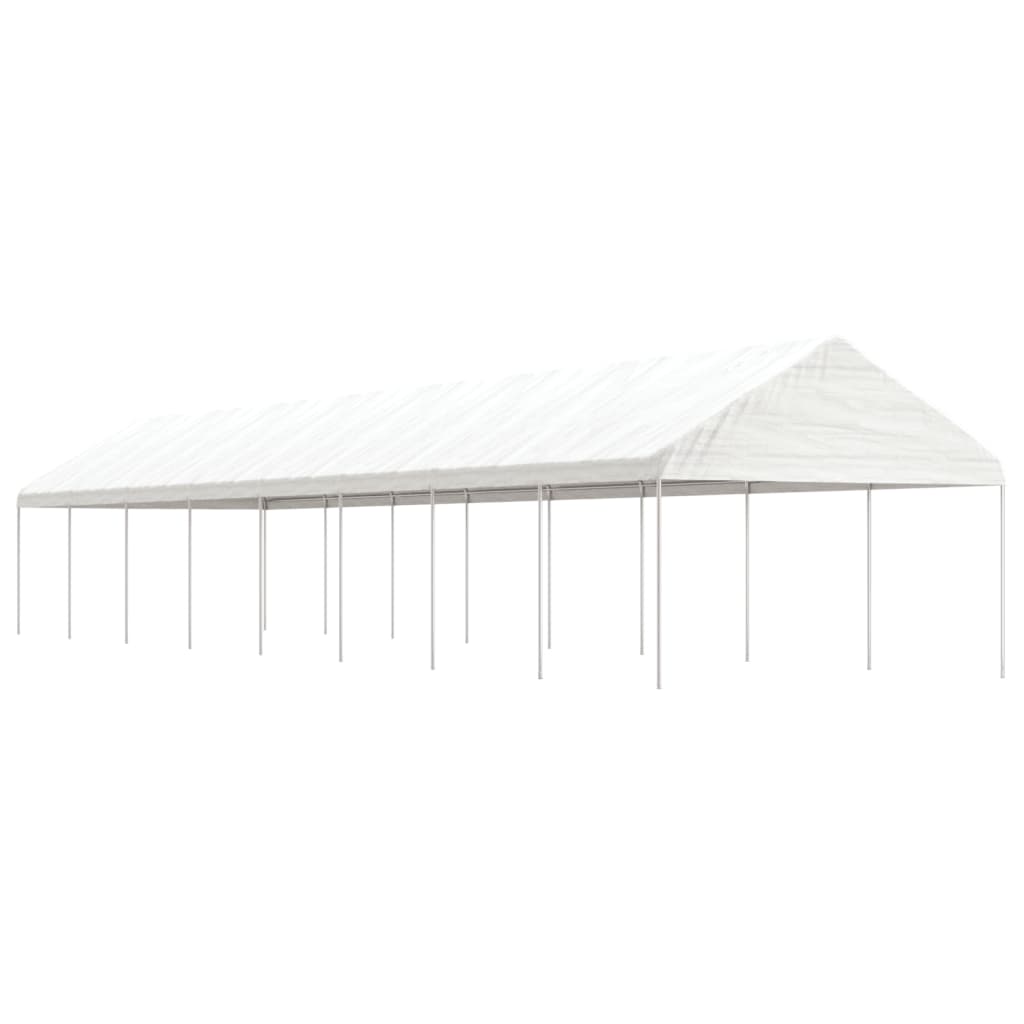 Pavėsinė su stogu, balta, 4,08x2,23x3,22m, polietilenas
