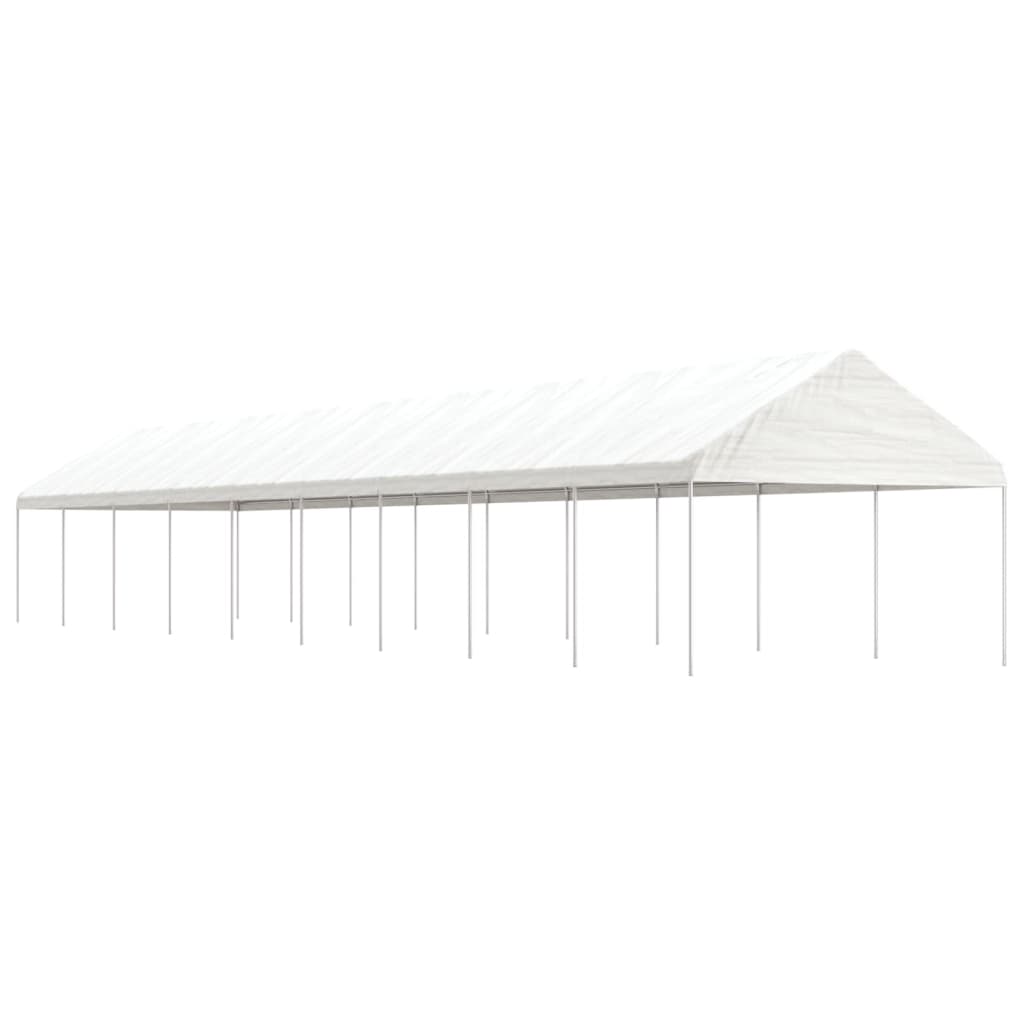 Pavėsinė su stogu, balta, 4,08x2,23x3,22m, polietilenas