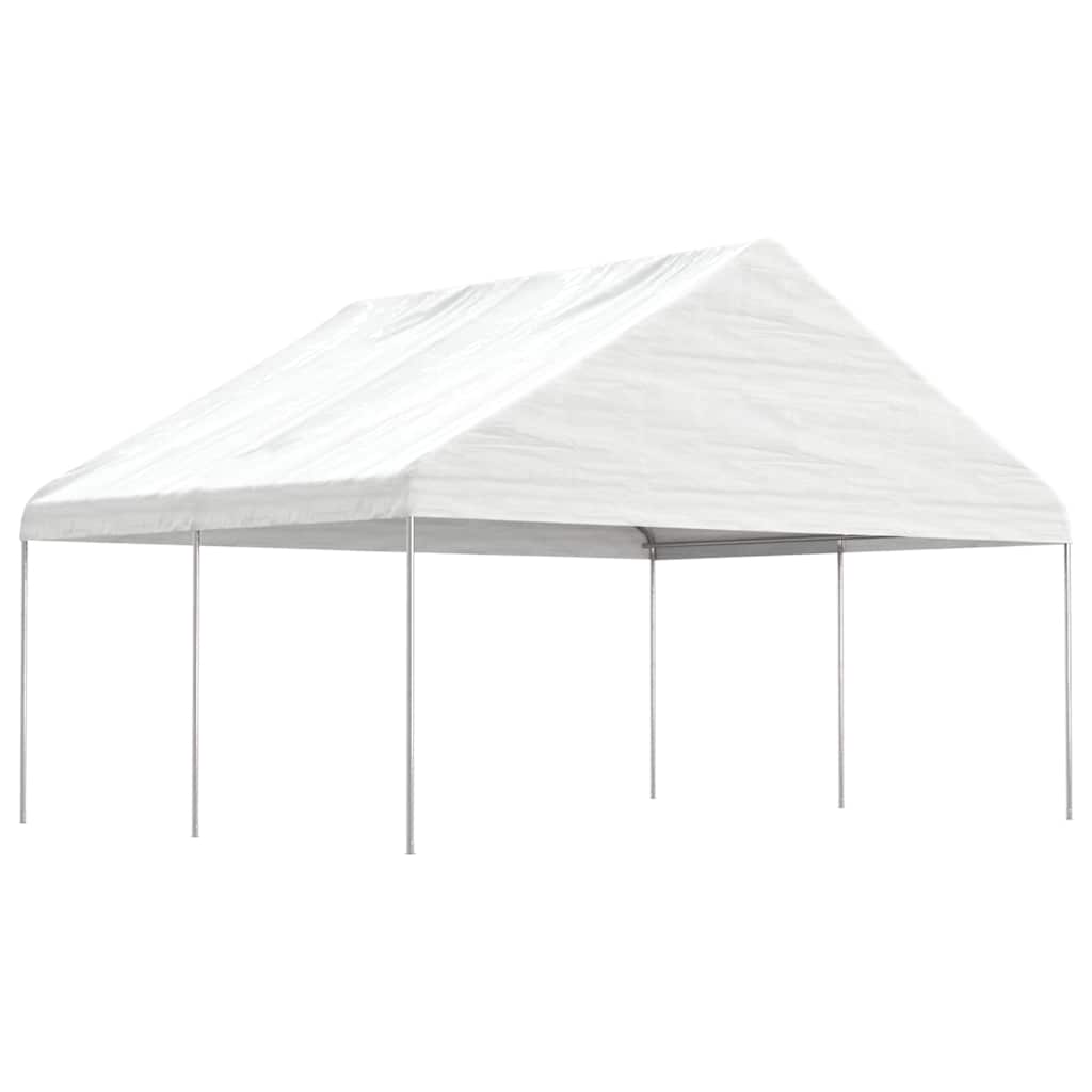 Pavėsinė su stogu, balta, 5,88x2,23x3,75m, polietilenas