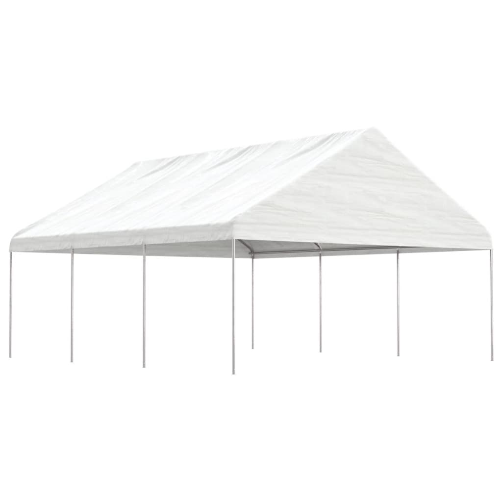 Pavėsinė su stogu, balta, 5,88x2,23x3,75m, polietilenas