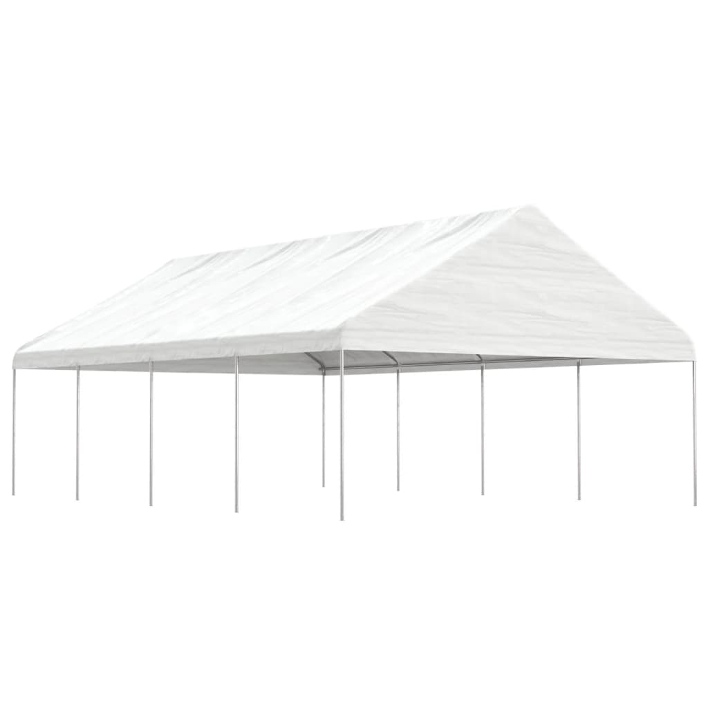 Pavėsinė su stogu, balta, 5,88x2,23x3,75m, polietilenas