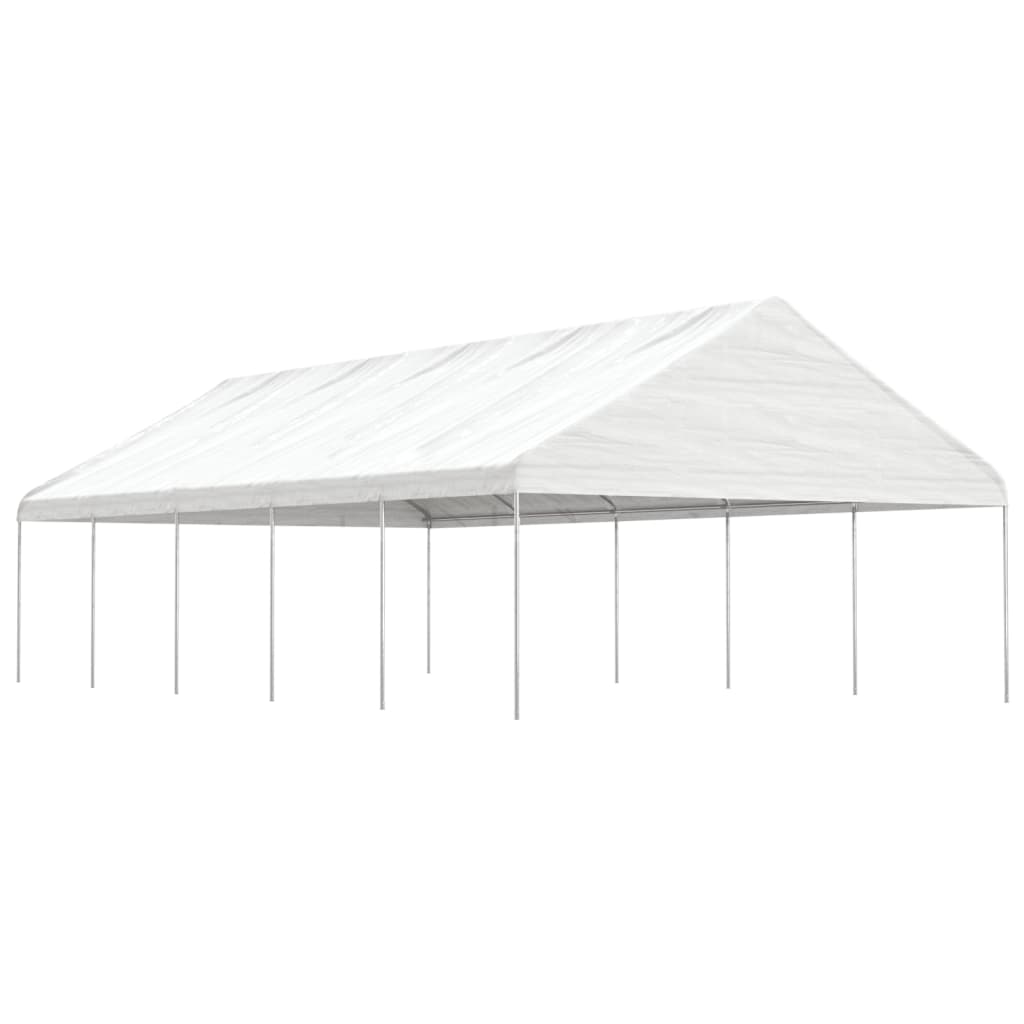 Pavėsinė su stogu, balta, 5,88x2,23x3,75m, polietilenas