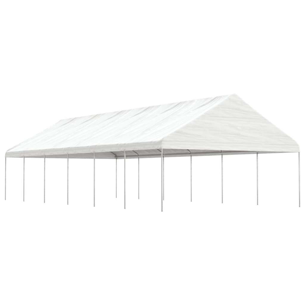 Pavėsinė su stogu, balta, 5,88x2,23x3,75m, polietilenas