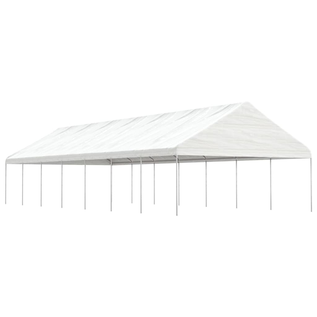 Pavėsinė su stogu, balta, 5,88x2,23x3,75m, polietilenas