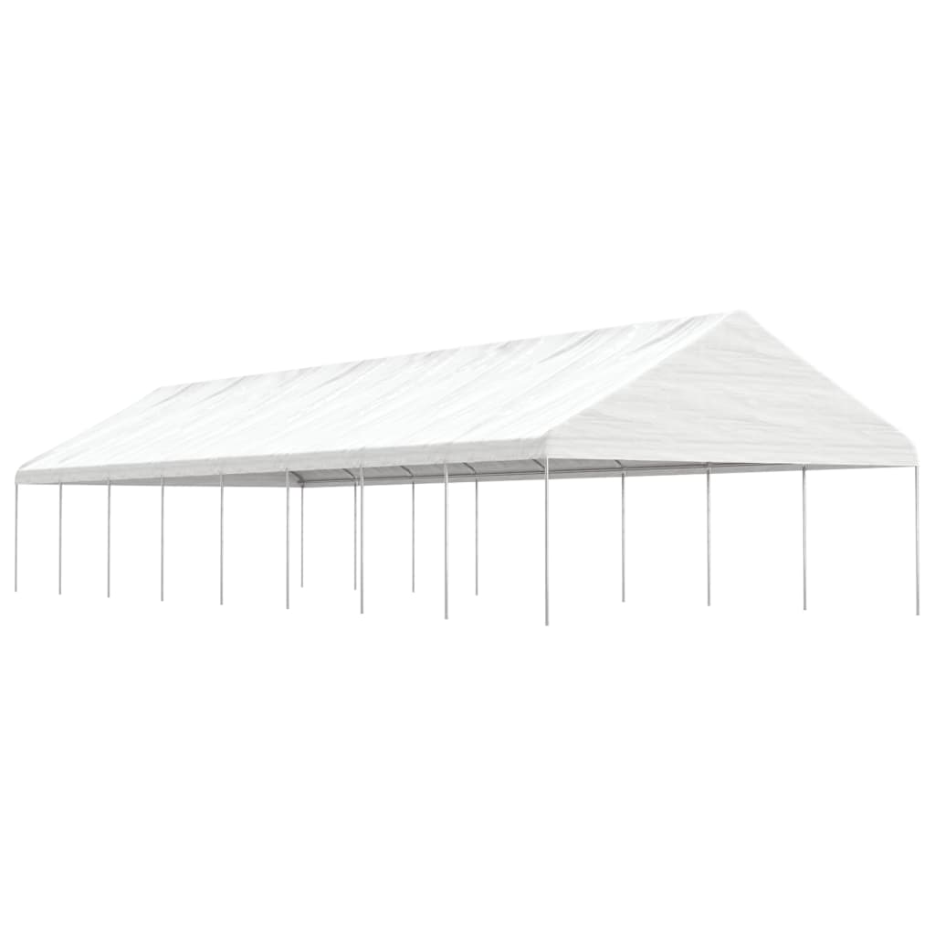 Pavėsinė su stogu, balta, 5,88x2,23x3,75m, polietilenas