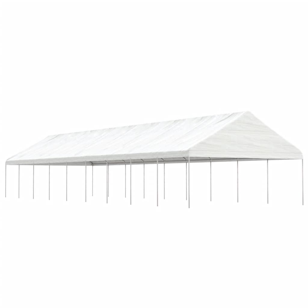 Pavėsinė su stogu, balta, 5,88x2,23x3,75m, polietilenas