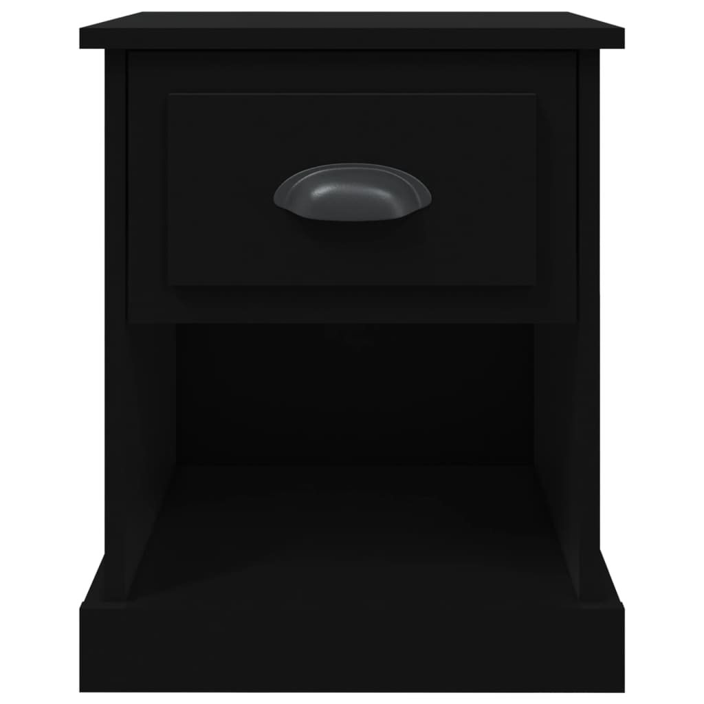Naktinės spintelės, 2vnt., juodos, 39x39x47,5cm, mediena